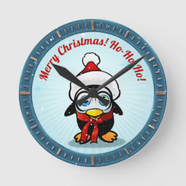 Leuke Pinguïn met de Cartoon van het Pet van Ronde Klok
