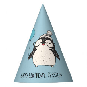 Leuke Pinguïn met een Ballon Gepersonaliseerde Feesthoedjes