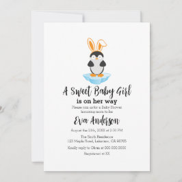 Leuke pinguïn met hoofdband Baby shower Kaart