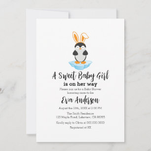 Leuke pinguïn met hoofdband Baby shower Kaart