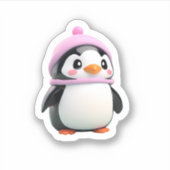 Leuke pinguïn met pet sticker (Voorkant)