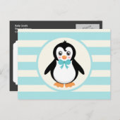 Leuke Pinguïn met Turquoise Bowtie Briefkaart (Voorkant / Achterkant)