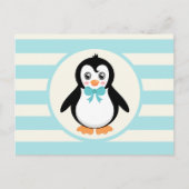 Leuke Pinguïn met Turquoise Bowtie Briefkaart (Voorkant)