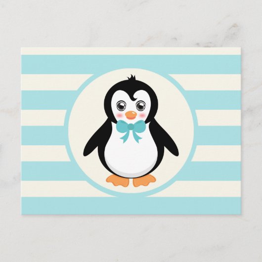 Leuke Pinguïn met Turquoise Bowtie Briefkaart (Voorkant)