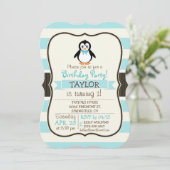 Leuke Pinguïn met Turquoise Bowtie Kaart (Staand voorkant)