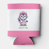 Leuke Pinguïn Nurse Roze Stethoscoop Custom Blikjeskoeler (Voorkant)