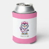 Leuke Pinguïn Nurse Roze Stethoscoop Custom Blikjeskoeler (Blikje Achterkant)