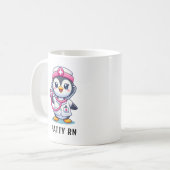 Leuke Pinguïn Nurse Roze Stethoscoop Custom Koffiemok (Voorkant links)