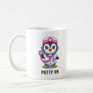 Leuke Pinguïn Nurse Roze Stethoscoop Custom Koffiemok