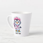 Leuke Pinguïn Nurse Roze Stethoscoop Custom Latte Mok (Linkerhoek)