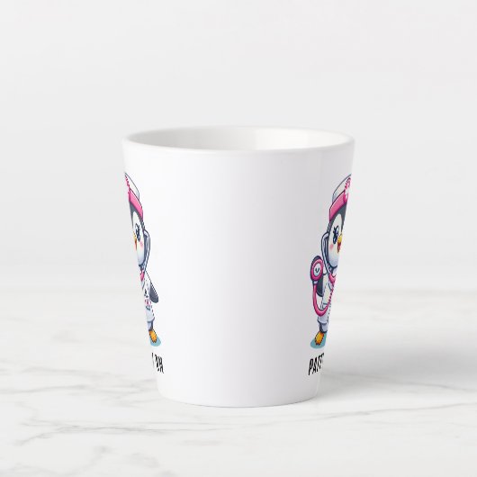 Leuke Pinguïn Nurse Roze Stethoscoop Custom Latte Mok (Voorkant)