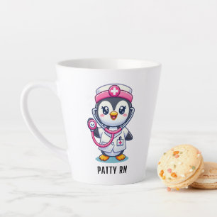 Leuke Pinguïn Nurse Roze Stethoscoop Custom Latte Mok
