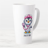 Leuke Pinguïn Nurse Roze Stethoscoop Custom Latte Mok (Rechterhoek)