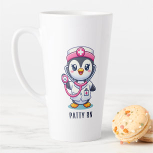 Leuke Pinguïn Nurse Roze Stethoscoop Custom Latte Mok