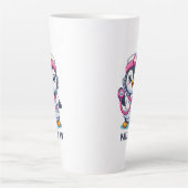 Leuke Pinguïn Nurse Roze Stethoscoop Custom Latte Mok (Voorkant)