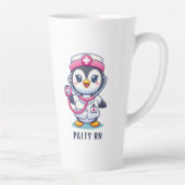 Leuke Pinguïn Nurse Roze Stethoscoop Custom Latte Mok (Rechts)