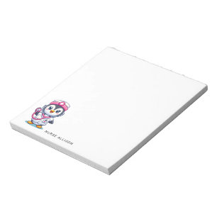 Leuke Pinguïn Nurse Roze Stethoscoop Custom Notitieblok