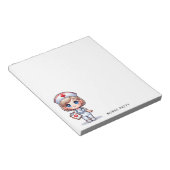 Leuke Pinguïn Nurse Roze Stethoscoop Custom Notitieblok (Schuin)