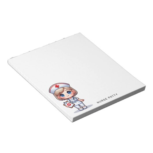 Leuke Pinguïn Nurse Roze Stethoscoop Custom Notitieblok (Schuin)