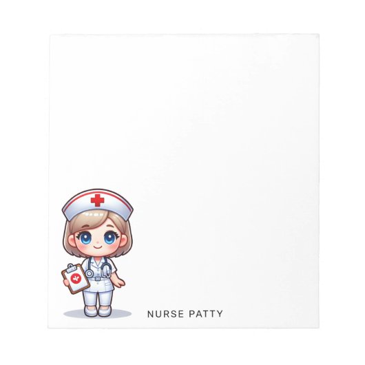 Leuke Pinguïn Nurse Roze Stethoscoop Custom Notitieblok (Voorkant)