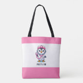 Leuke Pinguïn Nurse Roze Stethoscoop Custom Tote Bag (Achterkant)