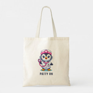 Leuke Pinguïn Nurse Roze Stethoscoop Custom Tote Bag