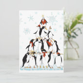 Leuke Pinguïn Piramide Vakantie Cartoon Kaart (Staand voorkant)