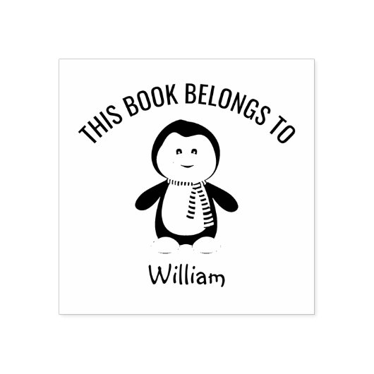 Leuke pinguïn sjaal Dit boek behoort tot Naam Rubberstempel (Afrduk)