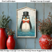Leuke Pinguïn, Top Hat, Boog Stropdas, Zee CG4 Dec Tissuepapier