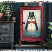 Leuke Pinguïn, Top Hat, Boog Stropdas, Zee CG4 Dec Tissuepapier