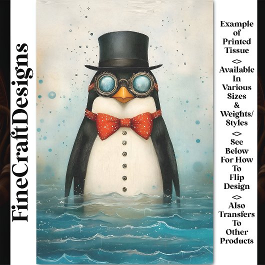 Leuke Pinguïn, Top Hat, Boog Stropdas, Zee CG4 Dec Tissuepapier