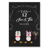 Leuke Pinguïn Trouwtafel Nummer Kaart (Voorkant)