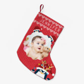 Leuke Pinguïn Uw Fotonaam Schattige Baby Peuter Ro Kleine Kerstsok (Voorkant (Hangend))