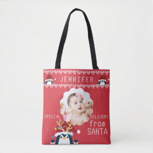 Leuke Pinguïn Uw Fotonaam Schattige Baby Peuter Ro Tote Bag