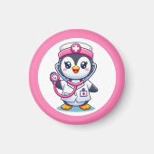 Leuke pinguïn verpleegster roze stethoscoop magneet (Voorkant)