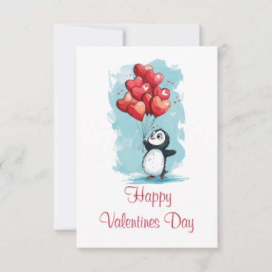 Leuke pinguïn voor Valentijnsdag Bedankkaart (Voorkant)