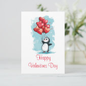 Leuke pinguïn voor Valentijnsdag Bedankkaart (Staand voorkant)