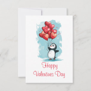 Leuke pinguïn voor Valentijnsdag Bedankkaart