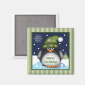 Leuke Pinguïn & Vrolijke Kerstmis tekst Magneet (Voorkant / Achterkant)