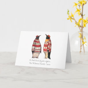 Leuke Pinguïn winter vakantie kaart, Kersttrui Kaart