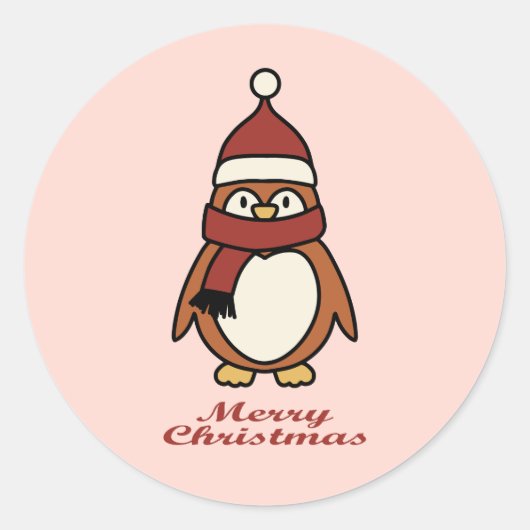 Leuke Pinguin Xmas Sticker (Voorkant)