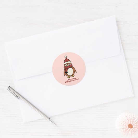 Leuke Pinguin Xmas Sticker (Envelop)
