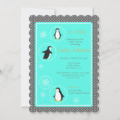 Leuke pinguïns jongen baby shower uitnodiging (Voorkant)