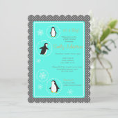 Leuke pinguïns jongen baby shower uitnodiging (Staand voorkant)