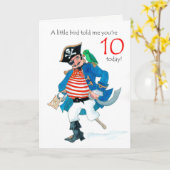 Leuke piraat en papegaai 10e verjaardag kaart (Gele Bloem)