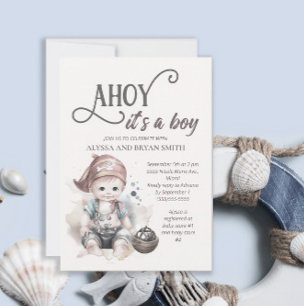Leuke Pirate Ahoy is een Boy Baby shower Kaart