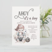 Leuke Pirate Ahoy is een Boy Baby shower Kaart (Staand voorkant)