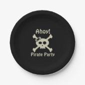 Leuke Pirate Party Girly Skull Crossbones Zwart Papieren Bordje (Voorkant)