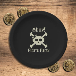 Leuke Pirate Party Girly Skull Crossbones Zwart Papieren Bordje