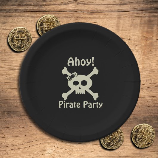 Leuke Pirate Party Girly Skull Crossbones Zwart Papieren Bordje